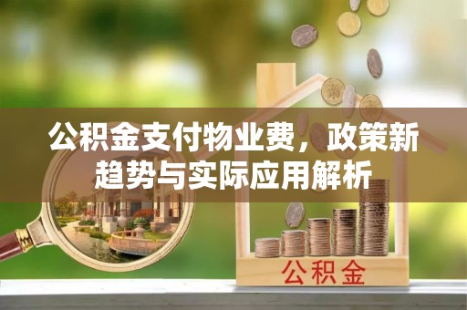 偃师公积金支付物业费，政策新趋势与实际应用解析